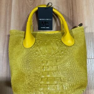 Yellow Textured Tote Bag